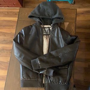 Levi faux leather jacket with hoodie